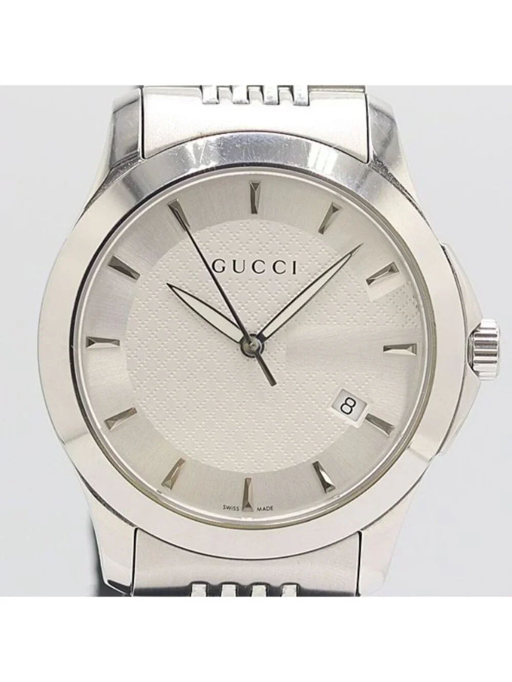 Gucci Box 3 Frames Timeless 126.4 Quartz Date Silver Dial Watch